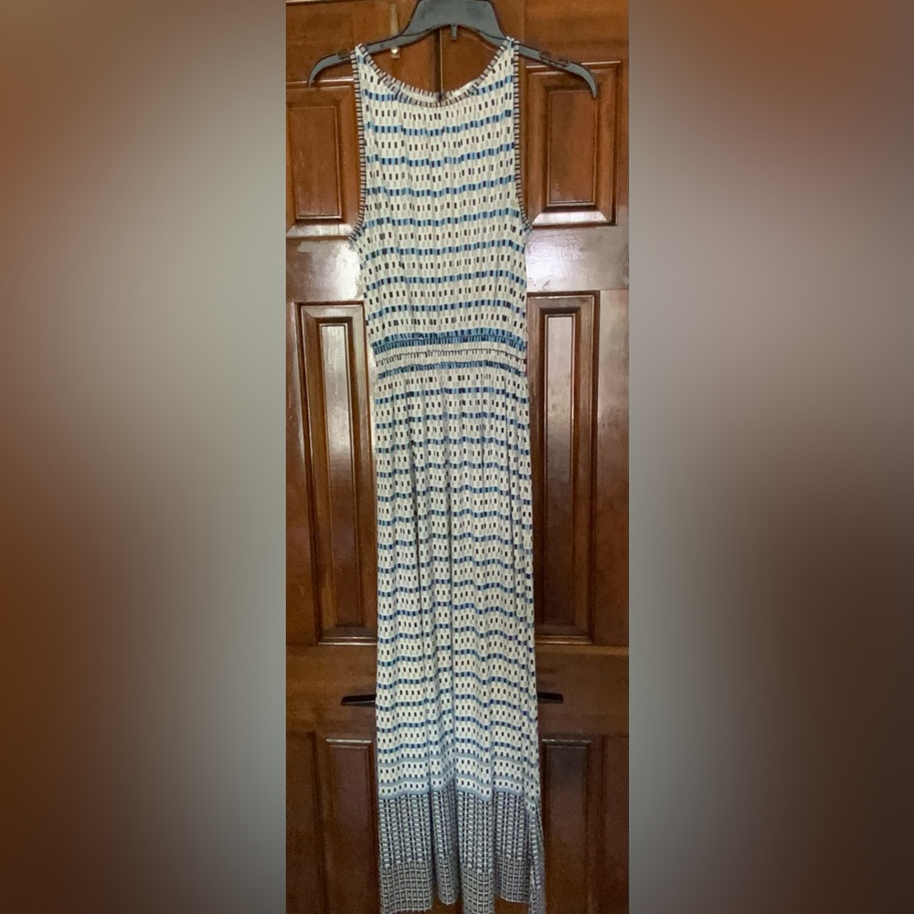 Max Studio Blue and Cream Striped Tank Dress